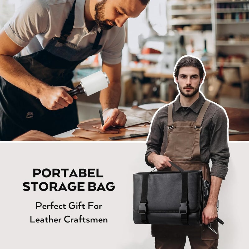 Nicpro طقم أدوات الجلد 160 قطعة مع حقيبة تخزين، أدوات صناعة الجلد الاحترافية لتخريم الخياطة والنقش والقطع واللكم - Image 4